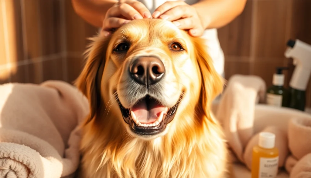 Pamper your pet with a golden retriever enjoying a luxurious spa treatment