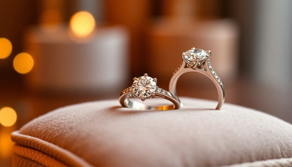 Showcase stunning 2 Carat Engagement Rings with intricate details against a plush background.