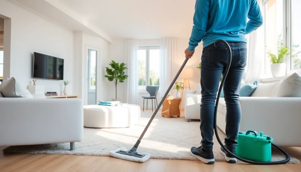 Efficient cleaning done by a cleaning company in Jacksonville, transforming a living room into a spotless space.