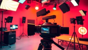 Enhance your brand with professional YouTube Videos Services in a vibrant studio setup.