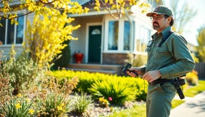 Pest Control Calgary expert evaluating a home for insect issues with professional tools.