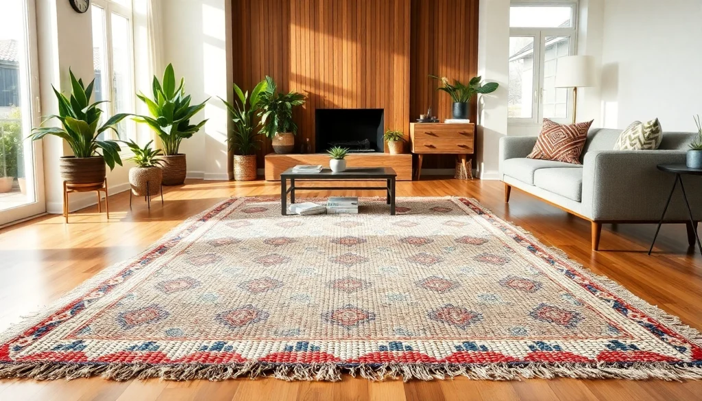 Showcasing Moroccan Mrirt rugs with vibrant colors and intricate textures in a stylish living space.