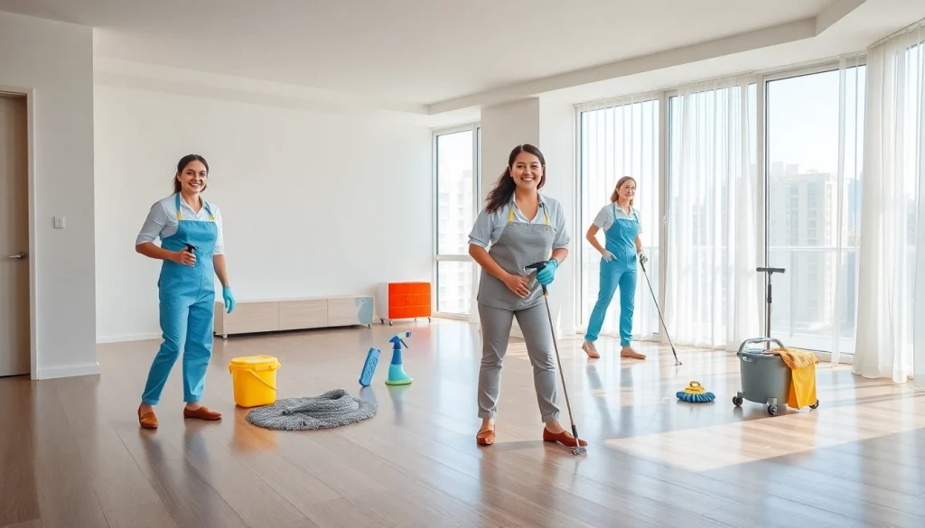 Bond cleaning Brisbane: Professional cleaners transforming an empty apartment into a spotless home.
