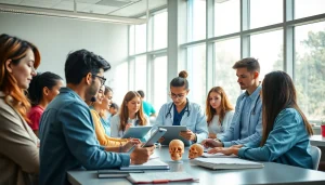 Erforschen der Vorteile des Alternative Medizinstudiums in einem modernen Klassenzimmer mit Studierenden.