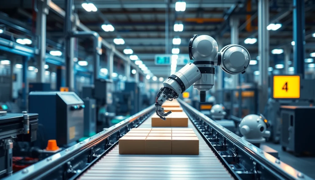 Machine vision system inspecting products with high-definition accuracy in a modern factory.