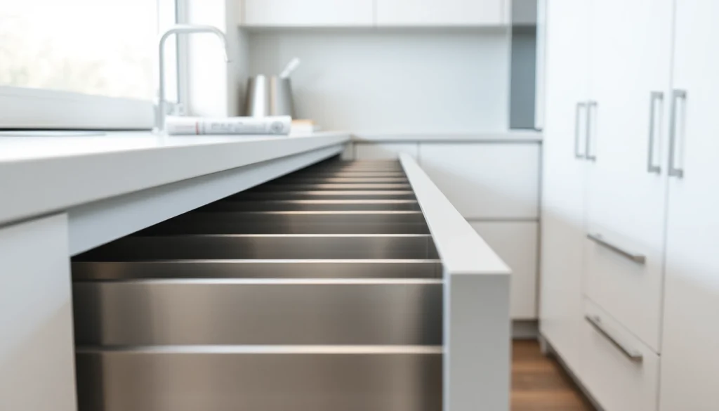 Showcase of a modern metal drawer system demonstrating functionality and sleek design.