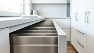 Showcase of a modern metal drawer system demonstrating functionality and sleek design.