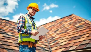 Assessing roof warranty Central Texas installation with a contractor inspecting shingles.