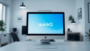 Install quickq电脑版下载 on a desktop screen, featuring a sleek interface and vibrant colors.