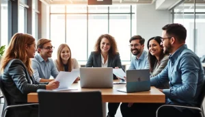 Managed IT provider team collaborating effectively in a modern office environment.
