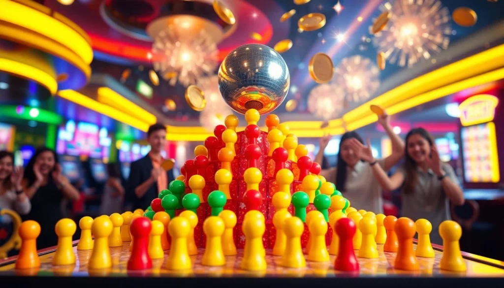 Играть в plinko на захватывающем игровом автомате с яркой пирамидой колышков.