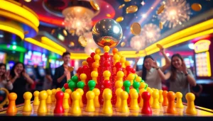 Играть в plinko на захватывающем игровом автомате с яркой пирамидой колышков.