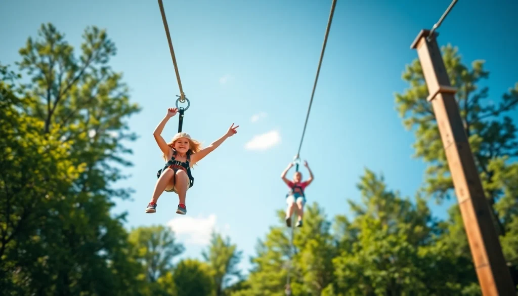 Experience thrilling zip wire kits as a family enjoys an adventurous ride through nature.