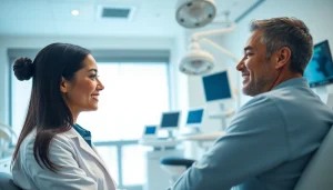 Administering Peptide Therapy in a modern medical office, conveying expertise and care.