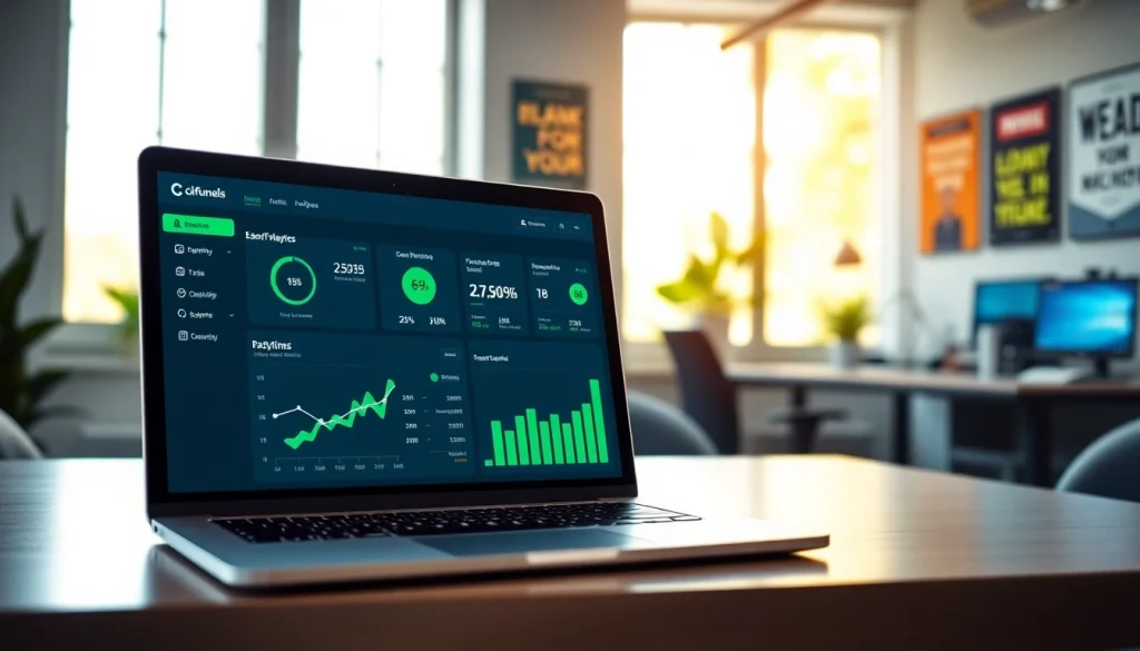 Analyze ClickFunnels performance metrics on a creative digital marketing dashboard