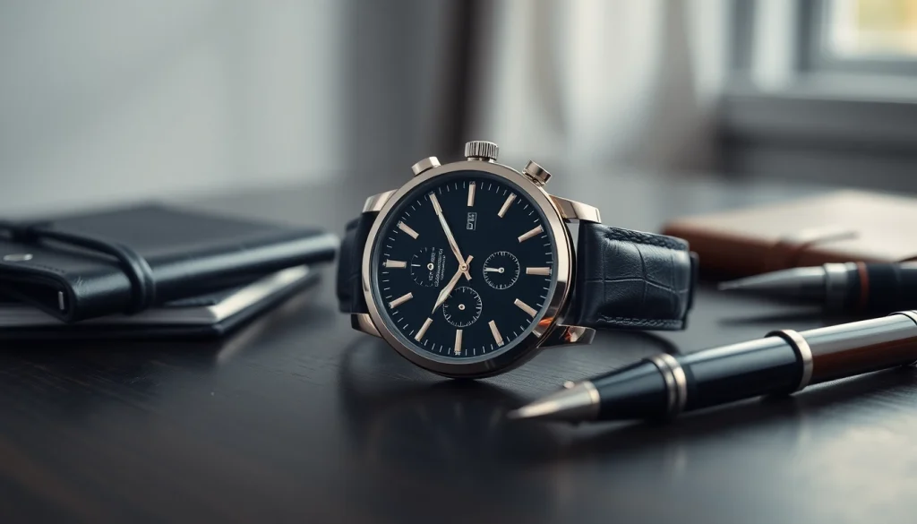 Elegante Herren Armbanduhren auf dunklem Holz, stilvoll und hochwertig präsentiert.