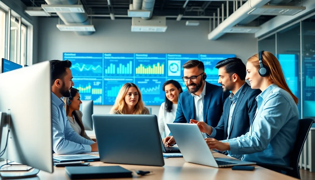 Providing expert managed IT support services with a dynamic team collaborating in a modern office.