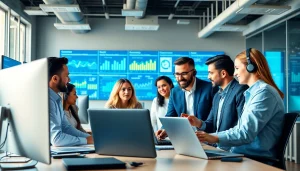 Providing expert managed IT support services with a dynamic team collaborating in a modern office.