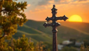 Admire the detailed Jerusalem crosses against a serene Jerusalem backdrop, showcasing its historical significance.