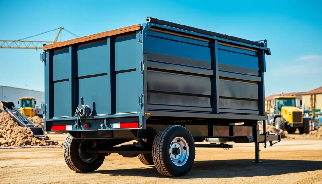 Browse dump trailer for sale near me with durable features and construction site backdrop.