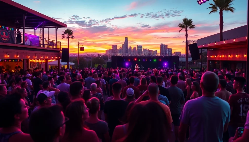 Experience engaging henderson entertainment with a vibrant outdoor concert and lively crowd.