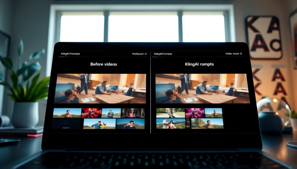 Showcasing AI-generated video samples through KlingAI Prompts with vibrant designs and lively settings.